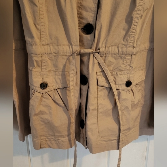 Lane Bryant Tan Button-front Cinch Waist Trench Utility Jacket - Picture 2 of 8